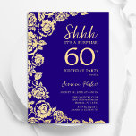 Paarse Gouden Rozen Verrassing 60ste Verjaardag Kaart<br><div class="desc">Paarse Gouden Bloemen Verrassing 60ste Verjaardag Uitnodiging. Elegant ontwerp met rozen,  faux gouden folie en typografisch lettertype. Trendy uitnodigingskaart ideaal voor een stijlvol vrouw bday-feest. Kan worden aangepast aan elke leeftijd. Gedrukte Zazzle-uitnodigingen of direct downloadbare digitale afdrukbare sjabloon.</div>