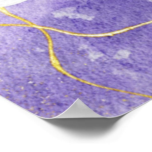 Paarse Gouden Ruimte Waterverf Vrijgezellenfeest W Poster (Hoek)