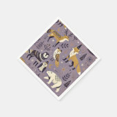 Paarse & Gouden Scandinavische Dieren Decoupage Servet (Hoek)