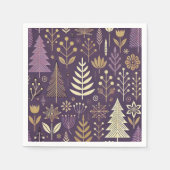 Paarse & Gouden Scandinavische Natuur Decoupage Servet (Voorkant)