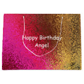 Paarse & Gouden Schaduw Gelukkige Verjaardagsnaam Groot Cadeauzakje (Voorkant)