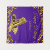 Paarse Gouden Schoen Verjaardagsfeest SQ Achtergro Wandkleed (Voorkant (horizontaal))