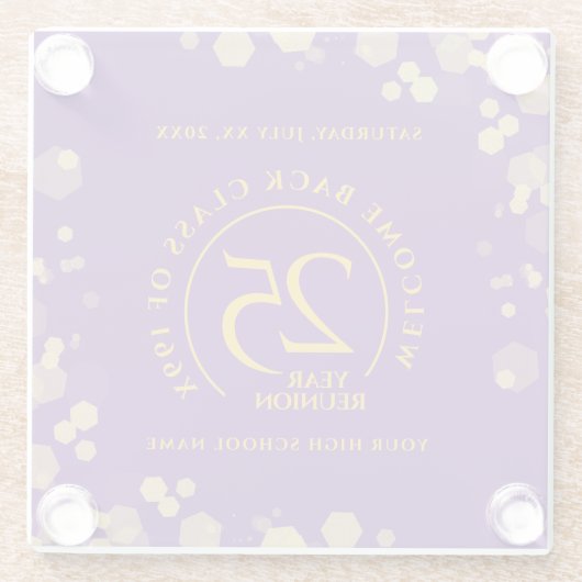 Paarse & Gouden School College Class Reunion Glazen Onderzetter (Achterkant)