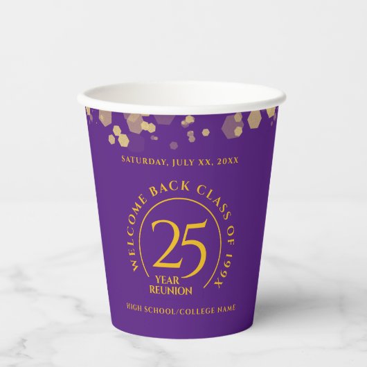 Paarse & Gouden School College Class Reunion Papieren Bekers (Voorkant)