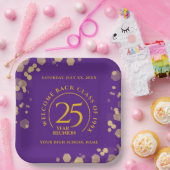 Paarse & Gouden School College Class Reunion Papieren Bordje (Feest)