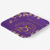 Paarse & Gouden School College Class Reunion Papieren Bordje (Gebogen)