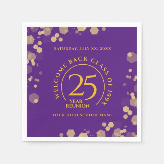 Paarse & Gouden School College Class Reunion Servet (Voorkant)