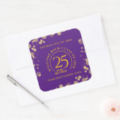 Paarse & Gouden School College Class Reunion Vierkante Sticker (Envelop)