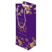 Paarse & Gouden School College Class Reunion Wijn Cadeautas (Achterkant Gekanteld)