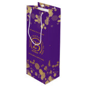 Paarse & Gouden School College Class Reunion Wijn Cadeautas (Voorkant Gekanteld)