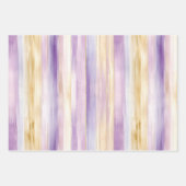 Paarse Gouden Sparkle Glitter Girly Stripes Verjaa Inpakpapier Vel (Voorkant 2)