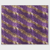 Paarse Gouden Sparkle Glitter Verjaardag Cadeaupapier (Vlak)