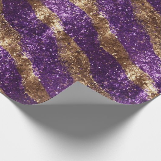 Paarse Gouden Sparkle Glitter Verjaardag Cadeaupapier (Hoek)