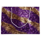 Paarse Gouden Sparkle Glitter Verjaardag Groot Cadeauzakje (Voorkant)