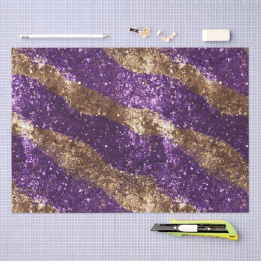 Paarse Gouden Sparkle Glitter Verjaardag Tissuepapier (Craft)