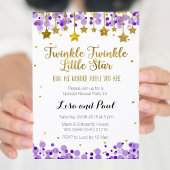 Paarse Gouden Ster Twinkle twinkle gender reveal Kaart