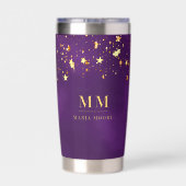 Paarse gouden sterren aangepaste monogram initiale geïsoleerde drinkbeker (Achterkant)