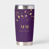Paarse gouden sterren aangepaste monogram initiale geïsoleerde drinkbeker (Voorkant)