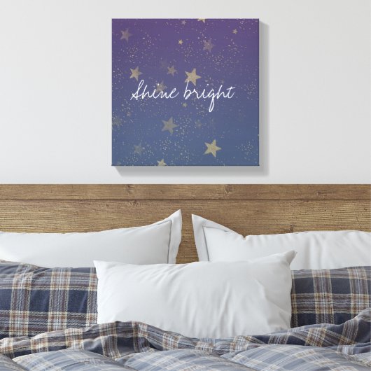 Paarse gouden sterren Confetti Canvas Afdruk (Insitu (Slaapkamer))