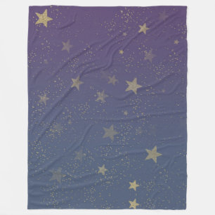 Paarse gouden sterren Confetti Fleece Deken