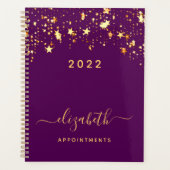 Paarse gouden sterren elegante meisjesafspraken 20 planner (Voorkant)