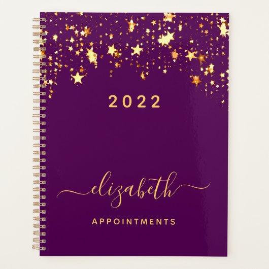 Paarse gouden sterren elegante meisjesafspraken 20 planner (Voorkant)