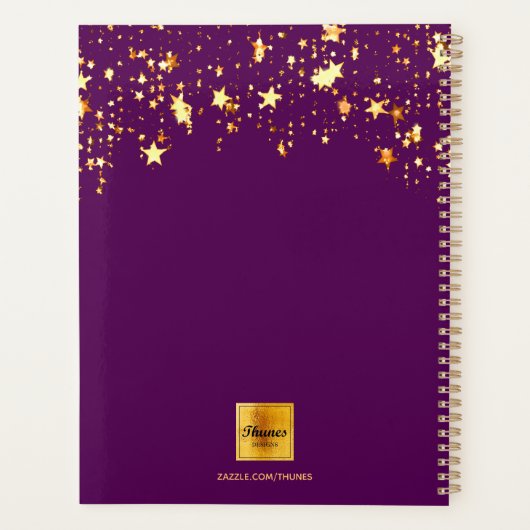 Paarse gouden sterren elegante meisjesafspraken 20 planner (Achterkant)