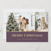 Paarse gouden sterren Kerstmis Feestdagenkaart (Voorkant)