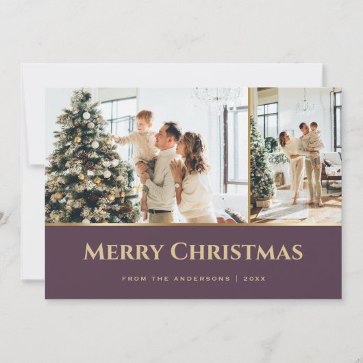 Paarse gouden sterren Kerstmis Feestdagenkaart (Voorkant)