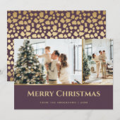 Paarse gouden sterren Kerstmis Feestdagenkaart (Voorkant / Achterkant)