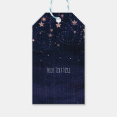 Paarse & gouden sterrenhemel hemelse feestgunst cadeaulabel (Voorkant)