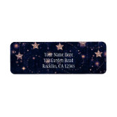 Paarse & gouden sterrenhemel hemelse uitnodiging etiket (Voorkant)