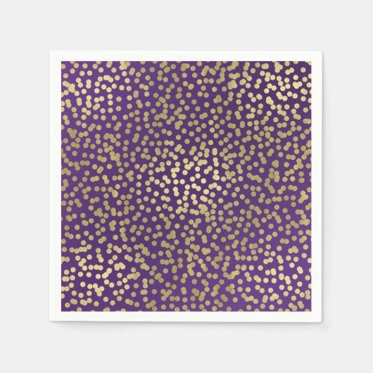 Paarse & Gouden Stippen Confetti Elegant Glam Servet (Voorkant)