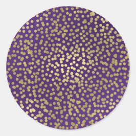 Paarse Gouden Stippen Confetti Elegante Chic Glam  Ronde Sticker