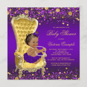 Paarse Gouden Stoel Ethische Ballerina Baby Shower Kaart