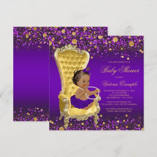 Paarse gouden stoel etnische ballerina Baby shower Kaart (Voorkant / Achterkant)