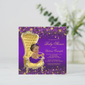 Paarse gouden stoel etnische ballerina Baby shower Kaart (Staand voorkant)