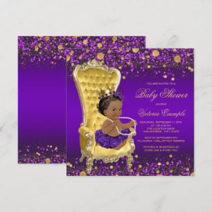 Paarse Gouden Stoel Etnische Prinses Baby Shower Kaart