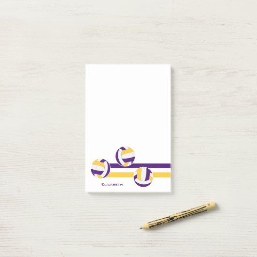 paarse gouden strepen volleybal speler naam post-it® notes (Op bureau)