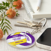 paarse gouden team kleuren aangepaste jongens voll sleutelhanger (Voorkant Rechts)