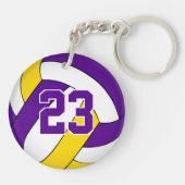 paarse gouden team kleuren aangepaste jongens voll sleutelhanger (Achterkant)