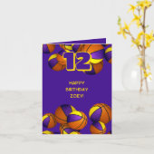 paarse Gouden Team Kleuren Basketballen Kinderen V Kaart (Gele Bloem)