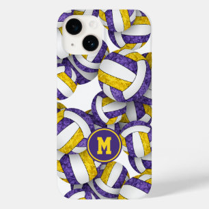 Paarse gouden team kleuren meisjesachtige volleyba Case-Mate iPhone 14 hoesje