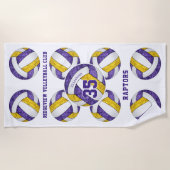 paarse gouden team kleuren meisjesachtige volleyba strandlaken (Voorkant)