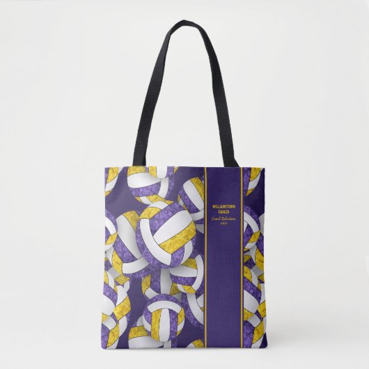 paarse gouden team kleuren volleybal coach naam tote bag (Voorkant)