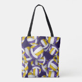 paarse gouden team kleuren volleybal coach naam tote bag (Achterkant)