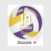 paarse gouden team kleuren volleybalspeler sticker (Vel)