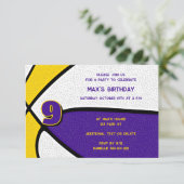 paarse gouden team kleurt basketbalverjaardag kaart (Staand voorkant)