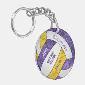 paarse gouden teamkleuren gepersonaliseerd volleyb sleutelhanger (Voorkant Links)