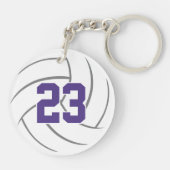 paarse gouden teamkleuren gepersonaliseerd volleyb sleutelhanger (Achterkant)